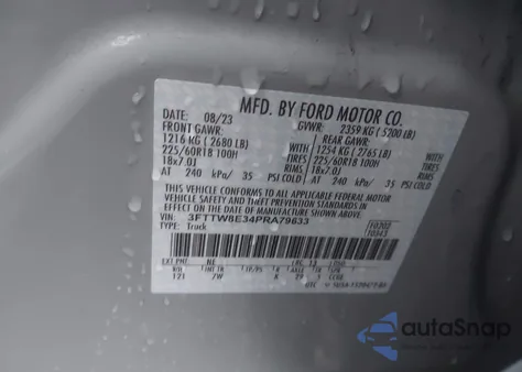 2023 Ford Maverick Xlt from USA, damaged, VIN 3FTTW8E34PRA79633